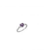 Genuine Amethyst & Diamond Heart Ring