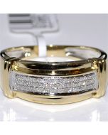 Diamond Wedding Band Mens 10K Yellow Gold 0.13ct 3.1gm 9mm Wide Ring 