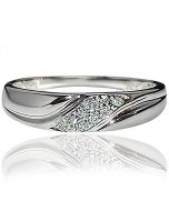Mens Wedding Band White Gold 0.1ct 10k Real Gold 7mm Wide Pave Set New