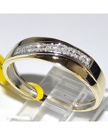 Mens Wedding band Yellow Gold 0.11ct 10K Real Gold 7mm Wide pave set new