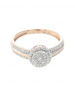 0.25ct Diamond Engagement Ring Bridal Ring 10K Rose Gold Halo Style 8mm New