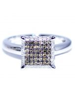 Cognac White Diamond Ring Princess Cut Style Top 9.5mm Wide 14K White Gold 0.4ct 