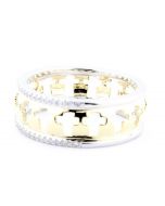 0.15ctw Diamond Cross Band Ring 10K Gold 7.5mm Wide