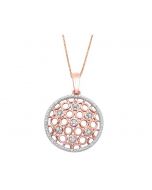 Diamond Pendant And Necklace Set 10K Rose Gold 0.12ct 18 Inch Necklace Honeycomb Collection