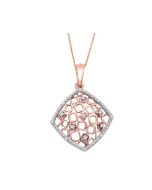 Rose Gold Pendant and Necklace Set 10K 0.1ct Diamond Honeycomb Collection