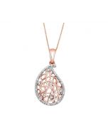 10K Rose Gold Pendant and Necklace Set 0.12ct Diamond 18 inch Necklace Honeycomb Collection