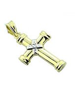 10K Gold Cross Pendant 30mm Tall Fits Upto 5mm Necklace 