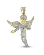10kt Yellow Gold Mens Diamond Angel Wings Charm Pendant 2-1/6 Cttw 