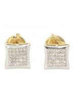 10K Yellow Gold Square Diamond Earrings 
