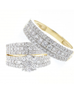 10kt Gold His and Hers Trio Wedding Ring Set 2.50ctw 