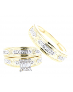 10kt Gold His and Hers Trio Wedding Ring Set .55ctw 