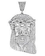 10kt White Gold Mens Diamond Jesus Head Messiah Charm Pendant 1-1/3 Cttw 