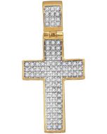 10kt Yellow Gold Mens Diamond Christian Cross Charm Pendant 1/4 Cttw 