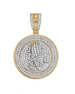 10kt Yellow Gold Mens Diamond Praying Prayer Hands Medallion Charm Pendant 7/8 Cttw 