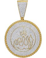 10kt Yellow Gold Mens Diamond Allah Medallion Charm Pendant 2-1/4 Cttw 