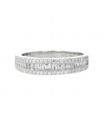 Baguette Diamond Wedding Band 14K White gold 4.5mm wide Round Side Diamonds
