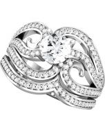Wedding Set 14K White Gold 0.8ctw Real Diamonds Center 0.5ct Round Solitaire Engagement ring + Wedding Band