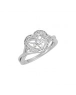 Sterling Silver .025 CTW Diamond Heart Ring Size 7