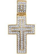 10kt Yellow Gold Mens Diamond Layered Christian Cross Charm Pendant 1/4 Cttw