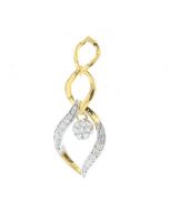 Diamond Drop Pendant for Her Yellow Gold-Tone Silver 1/4ctw Diamond Linked Leaf Style