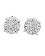 1/2ctw Diamond Earrings Princess Cut And Round 14K White Gold 8mm Wide