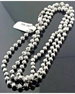 10K White Gold Chain Necklace Moon Cut Combat Moon Cut Bead Ball Chain 4mm 24gms