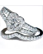 1ct Diamond Bridal Set Heart shaped 2pc Engagement Ring + Band 14K Estate Size 5