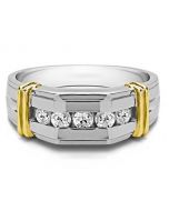 1ct Diamond Wedding Band Mens 14K White Gold 2 Tone 9mm Wide Comfort Fit