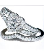 1ct Diamond Bridal Set Heart shaped 2pc Engagement Ring + Band 14K 