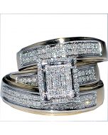 His Her Wedding Rings Set Trio Men Women 10k Yellow Gold