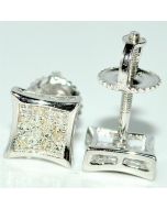 Kite Shaped Real Diamond Stud Earrings 0.10ct Real Diamonds 7mm Screw on Back Silver