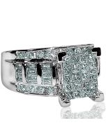2ct Princess Cut Diamond Wedding Ring 3 in 1 Engagement & Bands White Gold Real