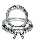 Diamond Semi Mount Wedding Ring Set 1.93ct 14k White Gold Two Tone Fits 1ct