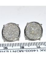 Diamond Earrings studs 0.32ct 10K White gold extra large 10mm big pave set round Screw back