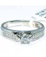 Diamond Engagement Ring 0.29ct 10k White Gold Cathedral Round Solitaire