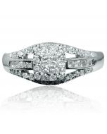 Diamond Ladies Bridal Set Wedding 0.46ct 10k White Gold Princess Cut and Round Diamonds 8mm Wide