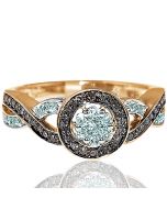 Diamond Engagement Ring 10k Yellow Gold Cognac Halo .47ct Woven Sides