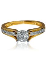 Diamond Engagement Ring 0.23ct 10k Yellow Gold Cathedral Round Solitaire