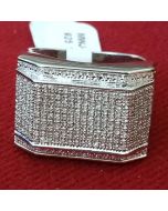 Mens Diamond Ring Extra Large 17mm Wide Sterling Silver 0.35ctw Diamonds