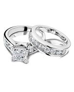 Princess Cut Diamond Engagement Ring and Wedding Band Set 1/2 ctw in 10K White Gold 