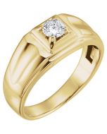 14K Yellow Gold Mens Ring Mounting Only Fits 3/8 CT Diamond 9.7 mm Wide