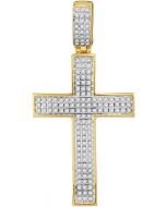 10kt Yellow Gold Mens Diamond Symmetrical Christian Cross Charm Pendant 3/8 Cttw 
