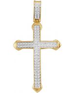 10kt Yellow Gold Mens Diamond Christian Cross Charm Pendant 1/4 Cttw 