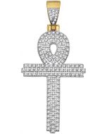 10kt Yellow Gold Mens Diamond Ankh Cross Religious Charm Pendant 3/8 Cttw 