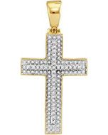 10kt Yellow Gold Mens Diamond Christian Cross Raised Charm Pendant 1/3 Cttw 
