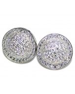 Large Round Cluster Earrings 17mm Wide Screw on Back Sterling Silver