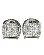 Extra Large Fashion Earrings 11mm Wide Screw Back Sterling Silver And CZ