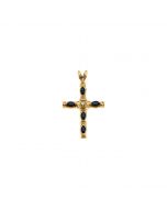 Cross Pendant with Genuine Sapphire and Diamond