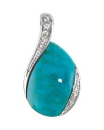 Genuine Chinese Turquoise Pendant Sterling Silver  .05 Cttw  Genuine Chinese Turquoise Pendant