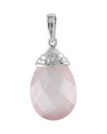 Genuine Rose Quartz Pendant Sterling Silver  16X11 Mm  Genuine Rose Quartz Pendant
